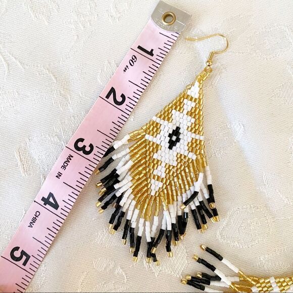 Handmade Miyuki Beaded Fringe Boho Earrings - Picture 3 of 12